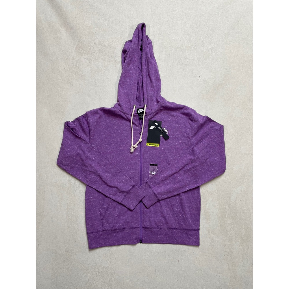 Nike Sportswear Gym Vintage Purple Heather Full Zip Hoodie Loose Fit S CJ1694